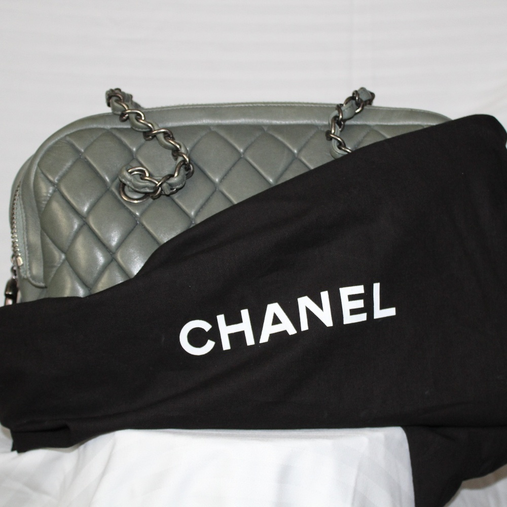 CHANEL Olive Green Calfskin Leather Bag